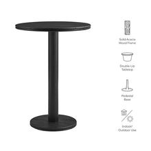 Modway Neo 31 Inch Round Wood Indoor Outdoor Bar Table in Black - High Top Pedestal Bistro Table for Patio Or Kitchen