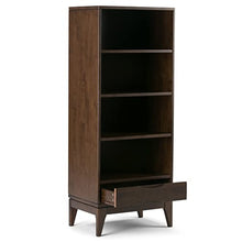 SIMPLIHOME Harper Solid Hardwood 24" Mid Century Modern Bookcase Walnut Brown