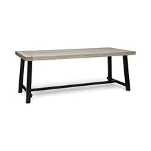 GDF Studio Outdoor Acacia Wood Picnic Dining Set, Sandblast Light Gray and Black