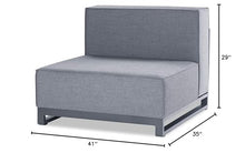 Whiteline Modern Outdoor Living Sensation Indoor/Outdoor Modular in Grey Acrylic Fabric with TPU Coating Aluminum Frame. Include one Decoration Pillow 18"x18" in White. Each Chair Sold Separately