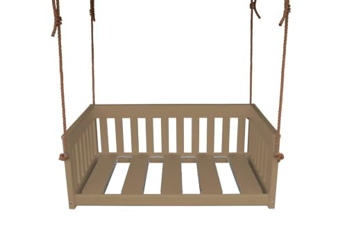 Keystone Amish Co. Deep Seating Poly Composite Mission Swing with 8-Foot Rope, 75 in., Weathered Wood