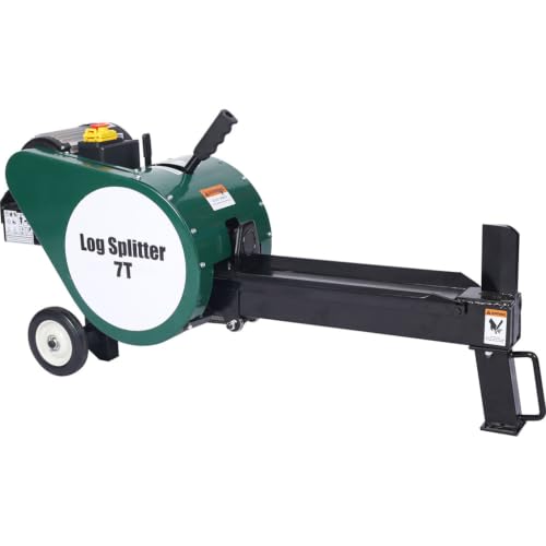 LMAOSS Electric Log Splitter 7 Ton, Wood Splitter with Double Flywheel, 110V 2HP 16A Portable Horizontal Firewood Splitting Machine, Low Profile Design for 18 Inch Logs Home Garden Outdoor Use