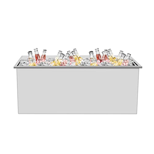 Unnsiapit Drop in Ice Chest, 104L/109.9Qt Stainless Steel Ice Bin for Cold Wine Drink Beverage, Drop in Cooler with Sliding Cover for Outdoor Kitchen Bar Commercial Use, L36*W18*H14in