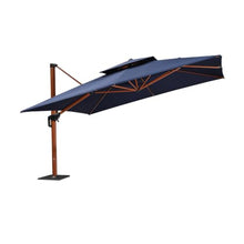 144'' Square Wood Pattern Cantilever Umbrella With Steel Plate Base,Navy