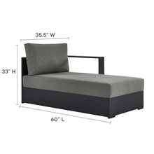 Modway Tahoe Modular Aluminum 3-Piece Outdoor Patio Furniture Gray Charcoal, Right-Facing Sectional Sofa Set with Weather-Resistant Cushions, Ideal for Deck, Backyard, Poolside