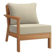 Costaelm Portsmouth Outdoor Patio HDPE Sectional Sofa with Deep Seating Patio Cushions, Teak/Beige