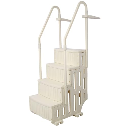 STANSS Swimming Pool Ladder, 4-Step Pool Stairs with Double Handrails and Non-Slip Steps, Supports up to 350 LBS for 48-54 in Inground & Above-Ground Pools of Any Decking Surface
