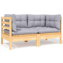 HKQWPBF 9 Piece Patio Lounge Set with Gray Cushions Solid Pinewood