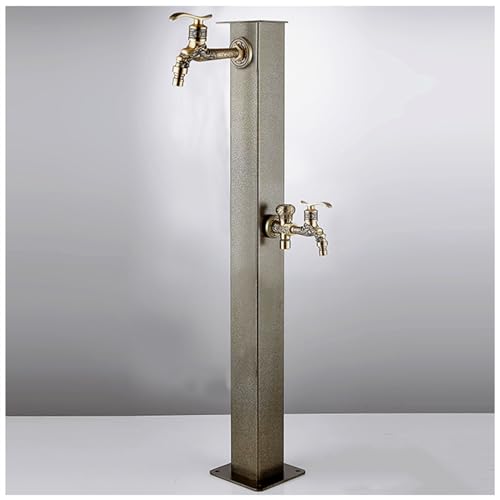 Garden Water Column with Brass Faucet, Outdoor Hose Extender Garden Watering Tool, Yard Hydrant Frost Proof Water Feature Fountain, Lawn Care Faucet Extender Stainless Steel Spigot Post