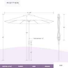Midtown Umbrellas Swilt - 9 Ft Patio Umbrella, Cast Slate Canopy