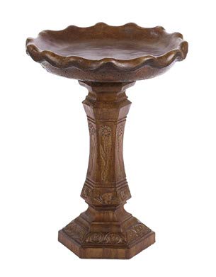 Solid Rock Stoneworks Quiet Interlude Birdbath- Tobacco Road- 26" Tall x 20" Dia