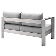 Modway Shore Sunbrella® Fabric Aluminum Outdoor Patio Left-Arm Loveseat in Silver Gray