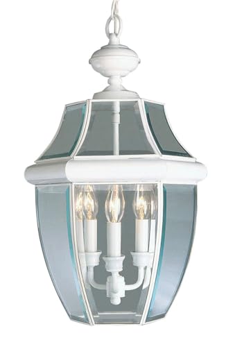 Livex Lighting 2355-03 Monterey 3-Light Outdoor Hanging Lantern, White