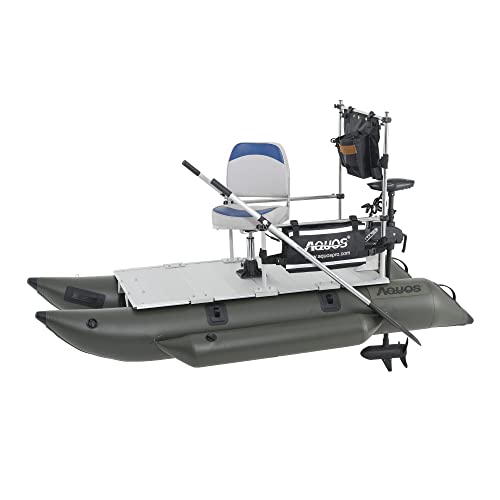 AQUOS Backpack Series Inflatable Pontoon Boat with Remote Control Trolling Motor 12V 55lbs