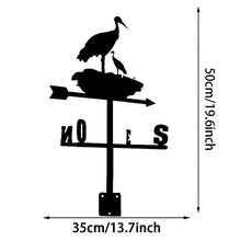 Durable Retro Crane Silhouette Weather Vane Garden Wind Direction Indicator Metal Weathervane Patio Yard Wind Vane Measuring Tool Supplies Craft Decoration (B) (A)