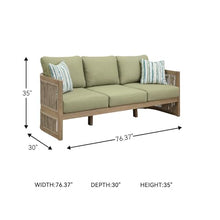 Signature Design by Ashley Eucalyptus Outdoor Sofa, 3-Seater Patio Couch