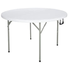 PRO&Family Pack 25 48" Bifold Round Table 4 Ft Card Table High Round Tables for Parties Outdoor Furniture Outdoor Table White Round Folding Table Plastic Circle Table Fold in Half Outdoor Tables