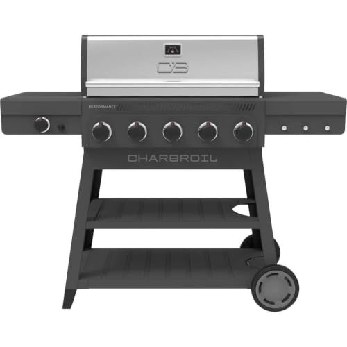 Char-Broil Performance Series FlavorMax 5-Burner Gas Grill Cart with Side Burner in Gray