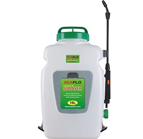 SEAFLO Battery Powered Backpack Sprayer - 4 Gallon Tank, Shoulder Straps, Fully Automatic, Adjustable Nozzle