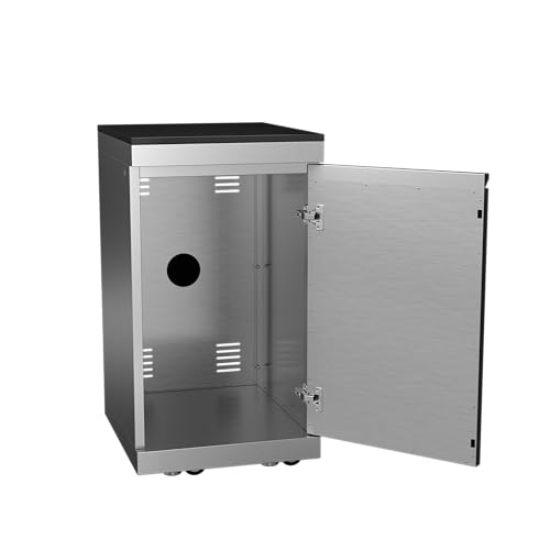 Stainless Steel Outdoor Kitchen Storage Cabinet with Granite Worktop,Reversible Door,Adjustable Leveling Wheels,Ventilated Utility Island Module for BBQ Prep Station,Grill Cart Accessory (Silver)