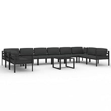 LKJephalotrope 11 Piece Aluminum Patio Lounge Set, Modular Sectional Outdoor Furniture with Cushions and Coffee Table for Backyard and Poolside, Durable Metal Frame, Anthracite