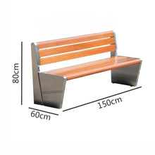 XRXwuf689 Garden Bench Park Outdoor Bench Wooden Double Backrest Stainless Steel Outdoor Bench Patio(Medium)