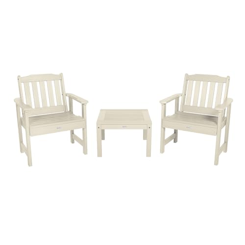 highwood AD-KITCHGL2-WAE Lehigh 2 Garden Chairs with 1 Square Side Table, 3-Piece Set, Whitewash