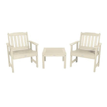 highwood AD-KITCHGL2-WAE Lehigh 2 Garden Chairs with 1 Square Side Table, 3-Piece Set, Whitewash