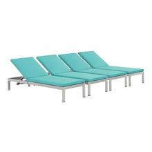 Pemberly Row Patio Chaise Lounge Set of 4 Turquoise