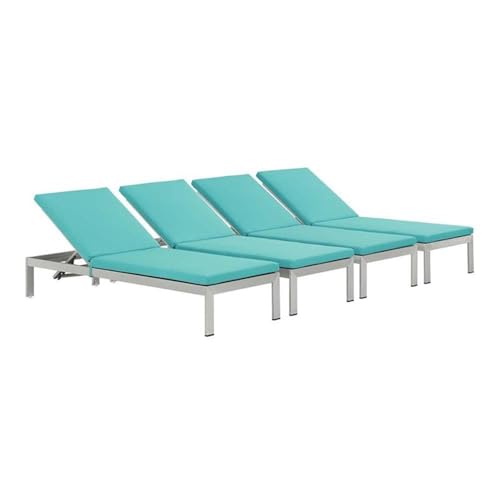 Pemberly Row Patio Chaise Lounge Set of 4 Turquoise