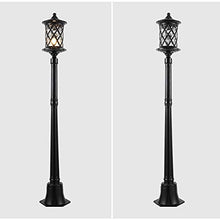 iumLeap Lamp Post Lights Outdoor Vintage Victoria Villa Landscape Street Light Aluminum Outdoor Column Light 5-Heads Garden Community Park Lawn Post Lantern Retro Glass High (Black)