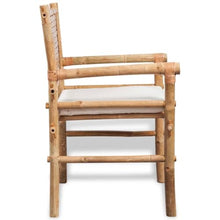 LKJephalotrope 3 Piece Bamboo Bistro Set with White Cushions - Durable Outdoor and Indoor Furniture Set for Patio Garden Balcony and Living Room - 1 Table and 2 Chairs