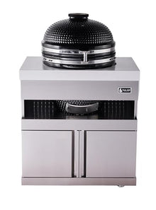 Mont Alpi MA-KAM Heavy Duty Stainless Steel Universal Kamado Charcoal Smoker Grill Module + Storage Cabinets & Granite Countertops - for 18" Big Green Egg, Kamado Joe Classic, Akorn, Pit Boss Models