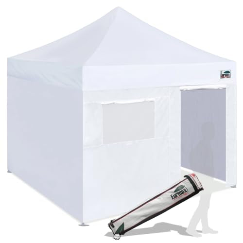 Eurmax USA Pro 10'x10' Pop up Canopy Tent with 4 Enclosure Walls,White
