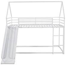 Brisca Metal Twin Size House Bed with Roof and Slats Support White