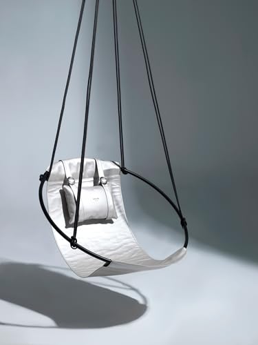 Mern Living Hanging Egg Chair - Handmade Scandinavian Style Hammock Swing Chair, Hanging Chair for Bedroom, Indoor & Outdoor Patio Swing, Double-Layered Faux Leather, 3-Step Setup 275 lbs Capacity