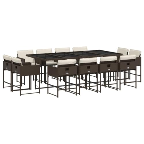 AMBERARD Patio Dining Set Set of 12 Brown Furniture Set