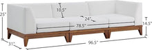 Meridian Furniture 389White-S96 Rio Collection Modern | Contemporary Outdoor Patio Off White Resilient Water Resisting Fabric Modular Sofa with Durable Acacia Wood Frame