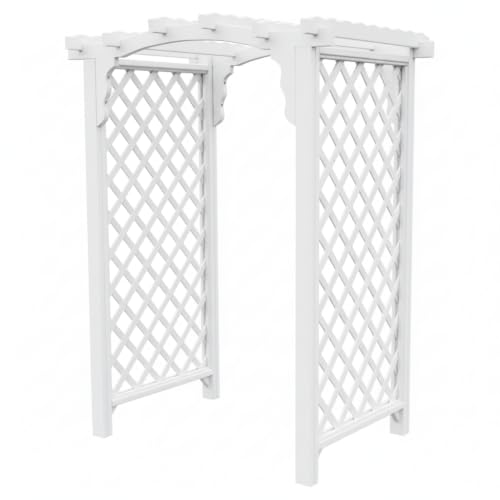 Keystone Amish Co. Newberry Cedar Garden Arbor, Heavy Duty Outdoor Wooden Archway Trellis for Climbing Plants, Amish Crafted, Made in USA, 5-Foot, White Paint