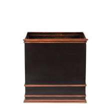 Garden Artisans Zarif Elegant 17 Inch Square Copper Planter Grey Finish With Copper Highlights
