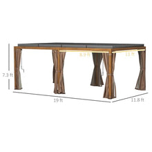 Outsunny 12' x 19' Louvered Pergola Hardtop Gazebo with Adjustable Roof Natural Wood