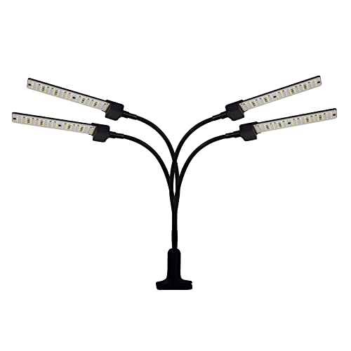 1-4 Heads Grow Light for Indoor Plants, Clip on Plant Growing Lamp, 3/9/12 Timer, 360° Adjustable Gooseneck, 5 Segment Dimming Mode, 3 mo