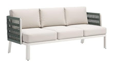 Zuo Bridgehampton Sofa White, White Sofa, Modern Style, Patio Furniture, Outdoor Fabric, Seats up to 3, Aluminum, Outdoor Living, 73.6" W x 31.5" D x 31.9" H, Non-Stackable