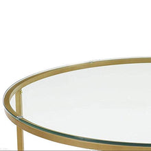 GAAHRQQQ End Tables Round Coffee Table Tempered Glass + Gold Iron e Living Room Side Table Sofa Table Balcony Garden Leisure Table 23.6''x17.7''