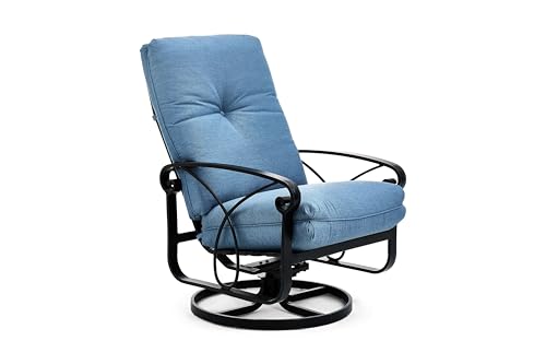 Winston Palazzo Cushion Ultra High Back Swivel Rocker Lounge Chair Black Night/Spectrum Denim
