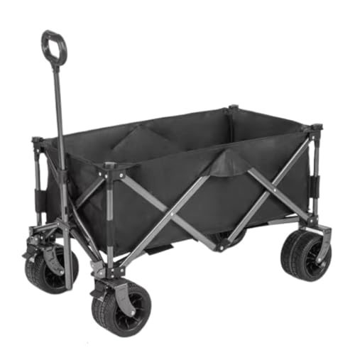 Folding Beach Camping Trolley Cart for Outdoor Picnics and Gatherings Portable Black Camper Trailer Cart