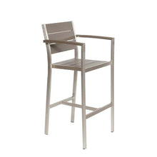 Pemberly Row 44" Aluminum Outdoor Bar Stools, Gray Finish, Set of 6, Rust-Resistant Frame, Modern Style Dining or Patio Seating, Easy Assembly, Durable Chairs for Outdoor Bar or Lounge Use