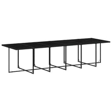 Coespram 17 Piece Garden Dining Set, Outdoor Patio Furniture for 16 People, Synthetic Poly Rattan and Powder-Coated Steel Frame, Rectangular Table, Black and Cream White