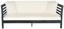 Safavieh Outdoor Collection Malibu Acacia Wood Cushion Day Bed Dark Slate Gray/Beige