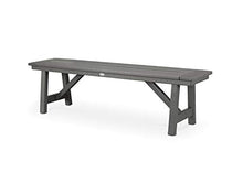 POLYWOOD Rustic Farmhouse 60 Inch Backless Bench, Outdoor Patio Garden Furniture, All-Weather HDPE Lumber, Slate Grey